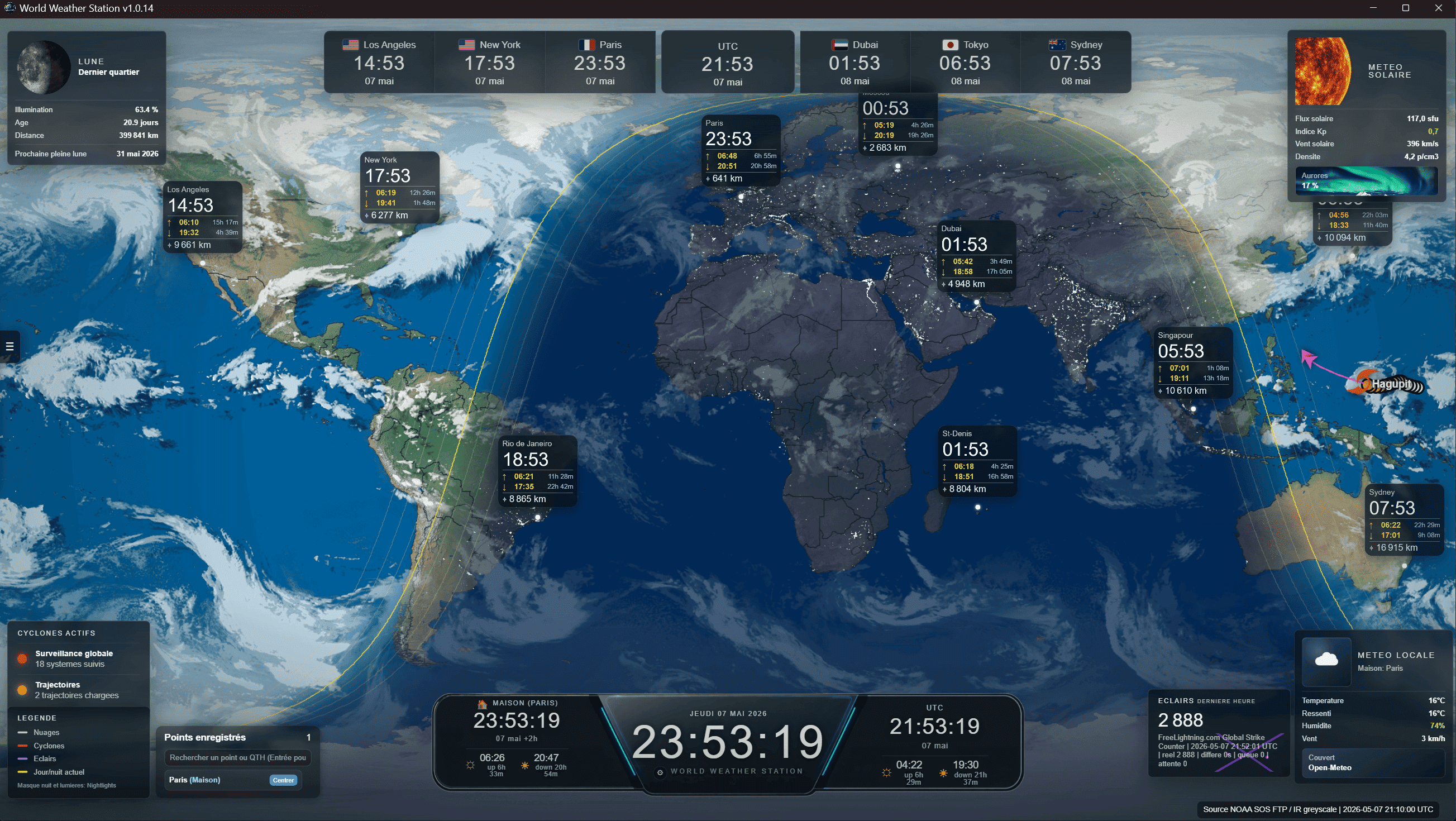 Capture réelle de l'application World Weather Station